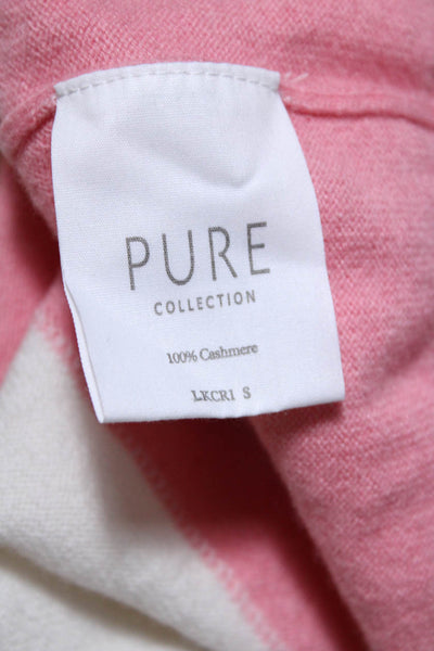 Pure Collection Womens Vertical Striped Cashmere Sweater White Pink Size 6