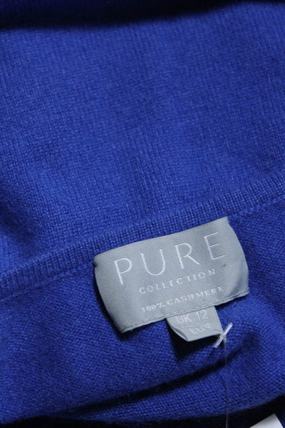 Pure Collection Womens Long Sleeve V Neck Cashmere Sweater Blue Size 6