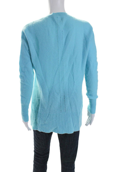 Pure Collection Womens Long Sleeve V Neck Cashmere Sweater Aqua Size 6