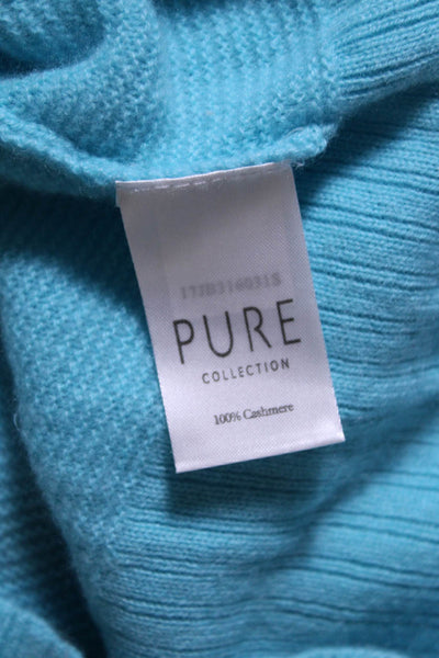 Pure Collection Womens Long Sleeve V Neck Cashmere Sweater Aqua Size 6