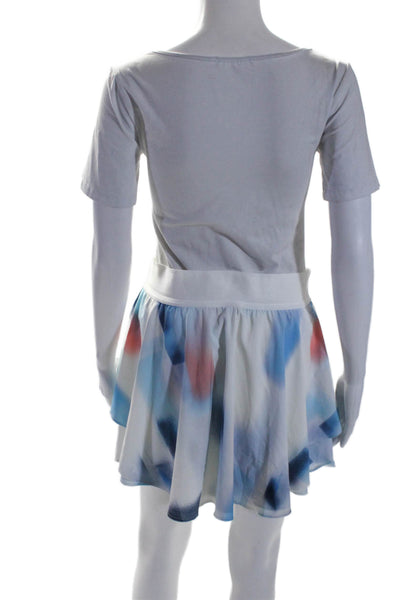 Lululemon Womens Elastic Waistband Abstract Skort Skirt White Blue Size 8