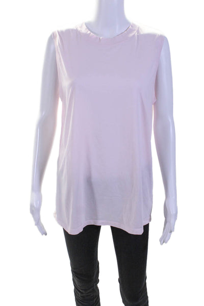 Lululemon Womens Round Neck Boxy Long Tank Top Pink Cotton Size 8