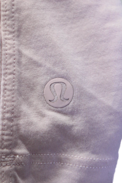 Lululemon Womens Round Neck Boxy Long Tank Top Pink Cotton Size 8