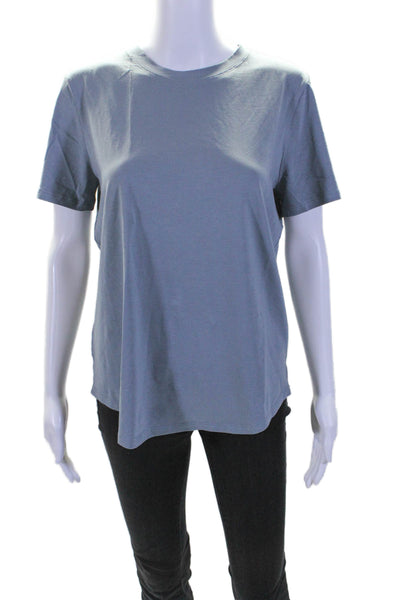 Lululemon Womens Short Sleeve Round Neck Tee Shirt Dark Blue Cotton Size 8