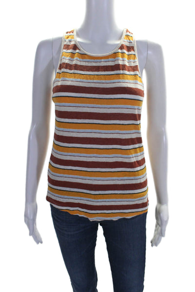 Frame Women's Round Neck Sleeveless Tank Top Multicolor Striped Size S