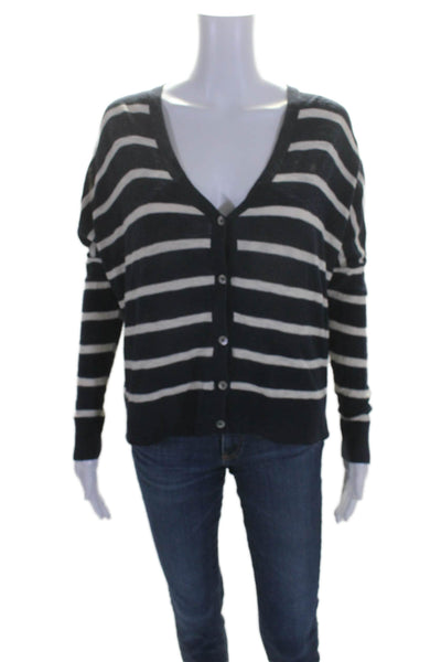 Vince Women's V-Neck Long Sleeves Button Down Cardigan Striped Size XS