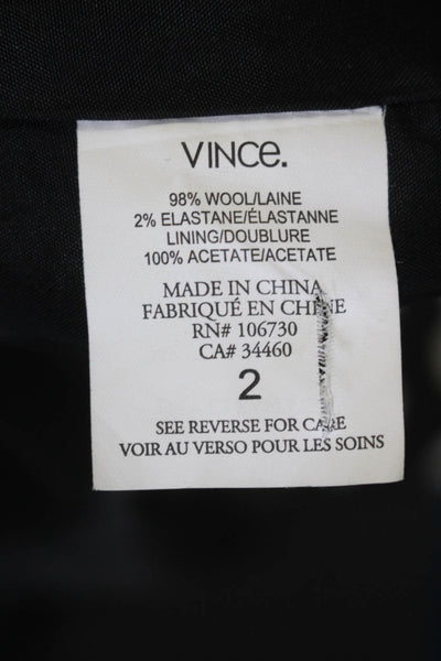 Vince Women's Long Sleeves Collared Line Open Front Blazer Black Size 2