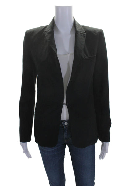 ALC Women's Collared Long Sleeves Line Hook Closure Blazer Black Size 2