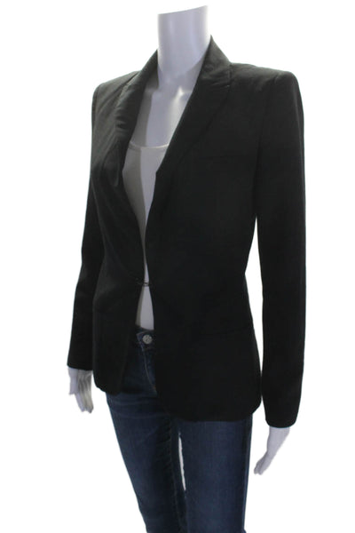 ALC Women's Collared Long Sleeves Line Hook Closure Blazer Black Size 2