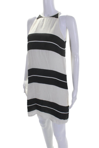 ALC Women's Round Neck Sleeveless Mini Slip Dress Black White Striped Size XS