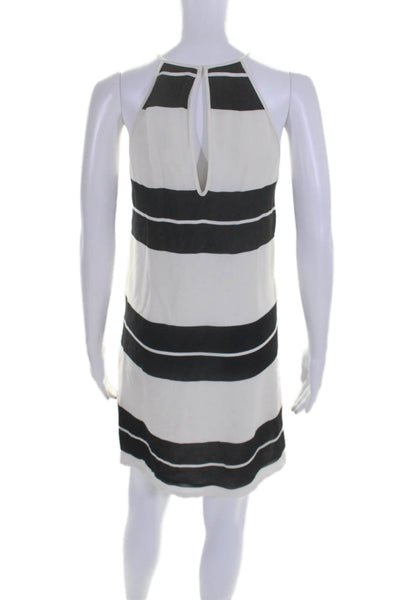 ALC Women's Round Neck Sleeveless Mini Slip Dress Black White Striped Size XS