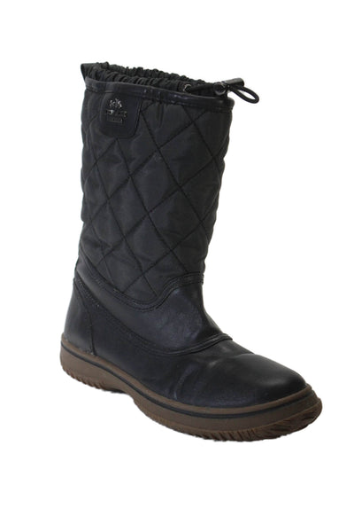 Coach Women's Round Toe Quilted Pull-On Rubber Sole Rain Boots Black Size  7