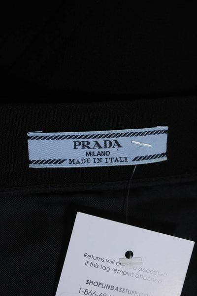 Prada Womens Wool Solid Black Zip Back Lined Knee Length A-Line Skirt Size 44