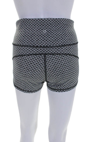 Lululemon Womens Mid Rise Abstract Print Stretch Knit Short Shorts Black White 8