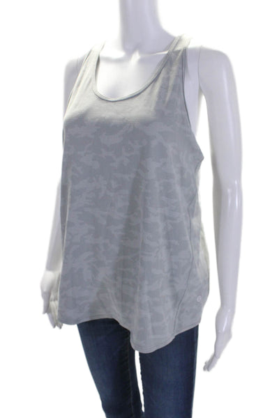 Lululemon Womens Scoop Neck Camouflage Knit Tank Top Gray Size 10