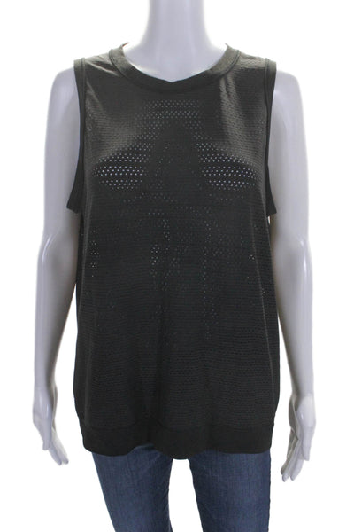 Lululemon Womens Scoop Neck Striped Perforated Knit Tank Top Black Size 10