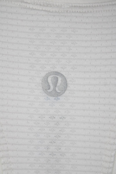 Lululemon Womens Scoop Neck Striped Lightweight Knit Tank Top White Size 8