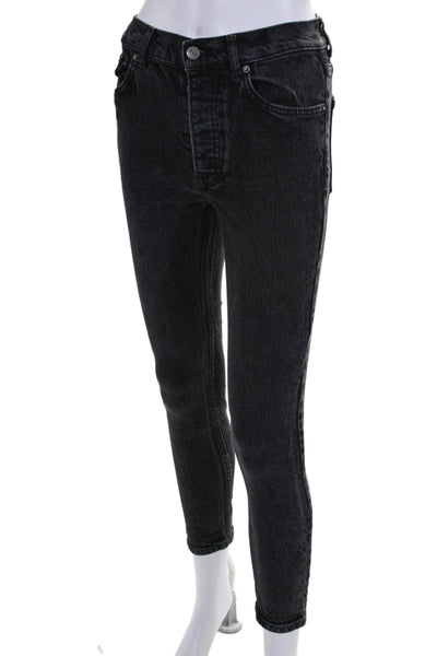 Reformation Womens Cotton Denim Mid Rise Button Up Skinny Jeans Black Size 26