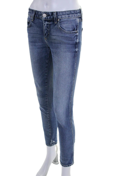 Amo Womens Cotton Low Rise Bow Back Girl Crush Skinny Leg Jeans Blue Size 25