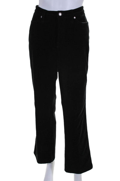 Cambio Womens Cotton Jade Velour Buttoned Zipped Bootcut Pants Black Size 10