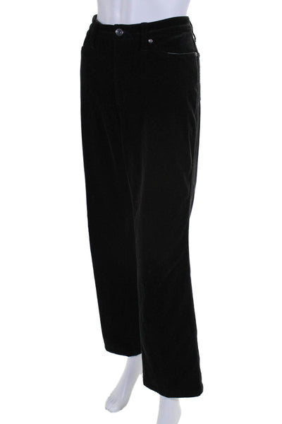 Cambio Womens Cotton Jade Velour Buttoned Zipped Bootcut Pants Black Size 10