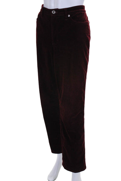 Cambio Womens Jade Suede Snapped Buttoned Zipped Tapered Dress Pants Red Size M