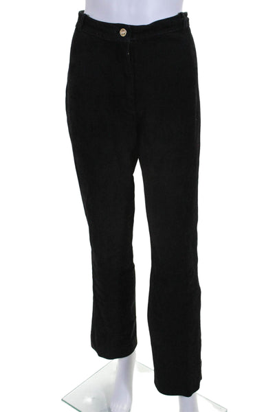 St. John Couture Womens Suede Buttoned High Rise Straight Leg Pants Black Size 6