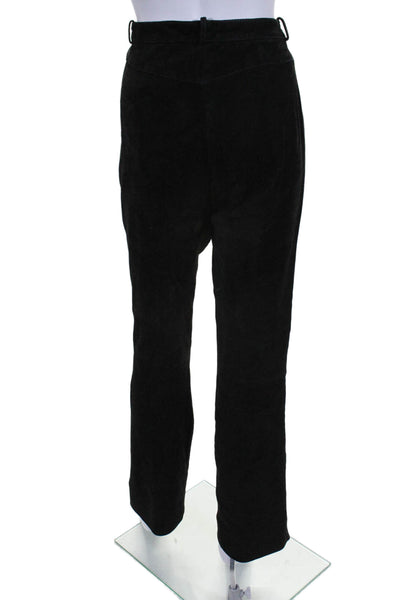 St. John Couture Womens Suede Buttoned High Rise Straight Leg Pants Black Size 6