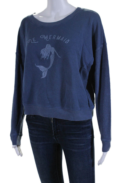 Rails Women's Crewneck Long Sleeves Graphic Pullover Sweatshirt Blue Size S