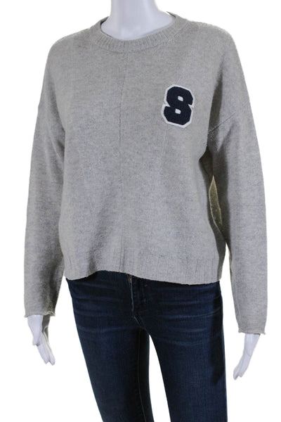 Rails Women's Round Neck Long Sleeves Embellish Pullover Sweater Gray Size S