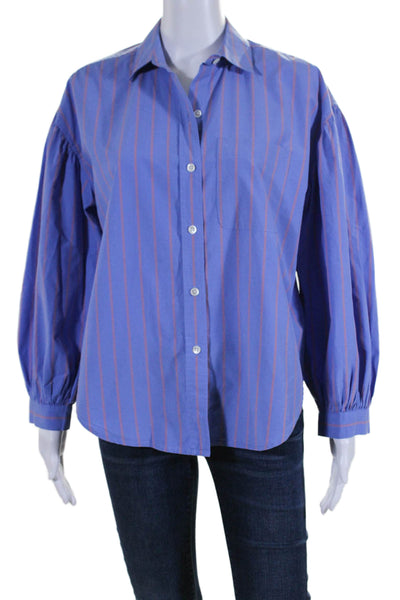 Rails Womens Cotton Lima Striped Print Button Down Janae Shirt Top Blue Size XS