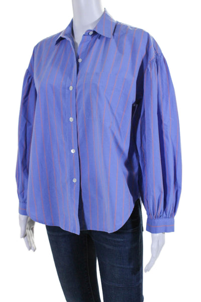 Rails Womens Cotton Lima Striped Print Button Down Janae Shirt Top Blue Size XS