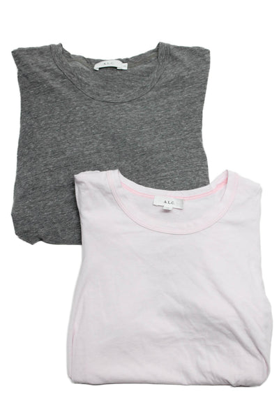 A.L.C. Womens Cotton Jersey Short Sleeve Crewneck Tops Pink Gray Size XS Lot 2