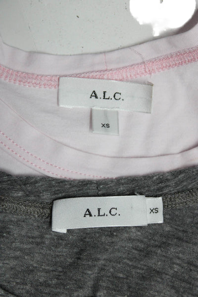 A.L.C. Womens Cotton Jersey Short Sleeve Crewneck Tops Pink Gray Size XS Lot 2