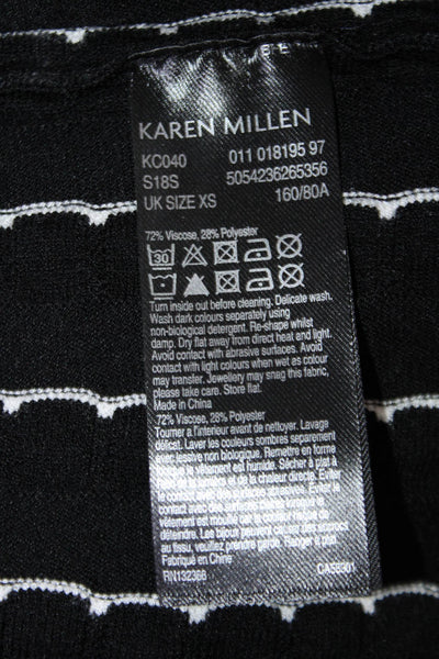 Karen Millen Womens Striped Bell Sleeve Knit A Line Dress Black Size XS