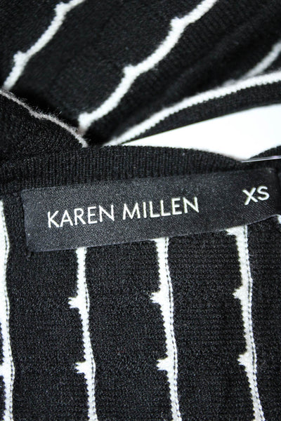 Karen Millen Womens Striped Bell Sleeve Knit A Line Dress Black Size XS