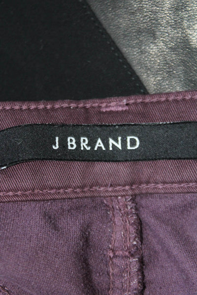 J Brand Womens Velour High Rise Skinny Pants Purple Size 27