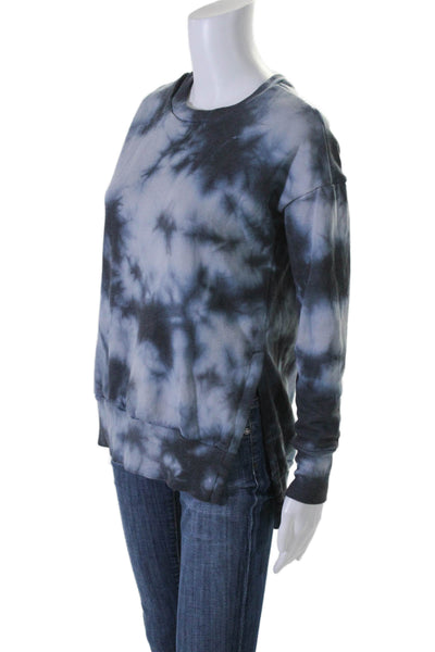 90 Degree Womens Pullover Crew Neck Tie Dyed Sweater Blue Cotton Size Small