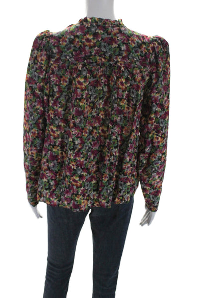 The Westside Womens Long Sleeve Floral Print Blouse Multicolor Medium