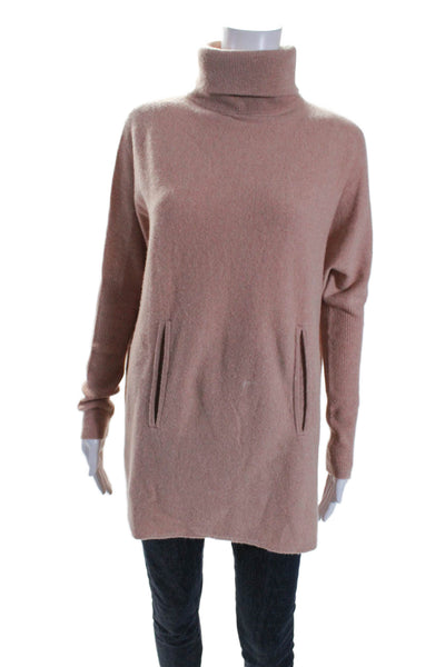 Garnet Hill Womens Long Sleeve Thick Knit Turtleneck Sweater Beige Size XS