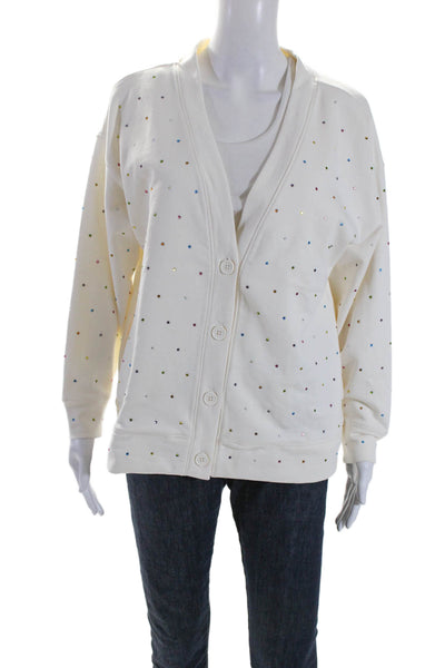 Terez Womens Long Sleeve Button Down Cardigan Sweater White Size XS