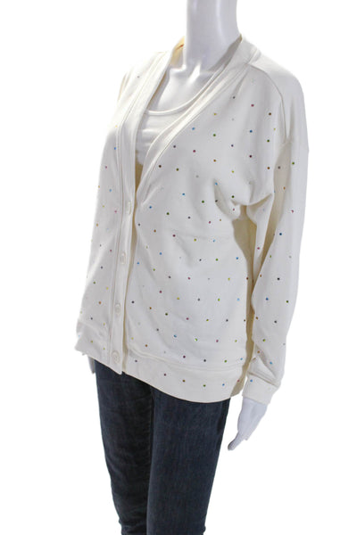 Terez Womens Long Sleeve Button Down Cardigan Sweater White Size XS