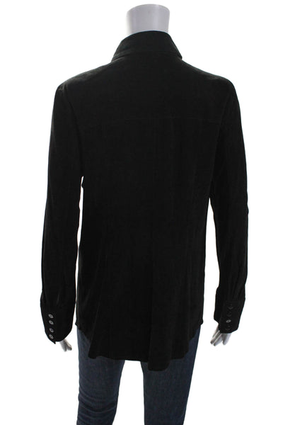 In Transit 2 Womens Black Suede Leather Long Sleeve Button Down Shirt Size XL