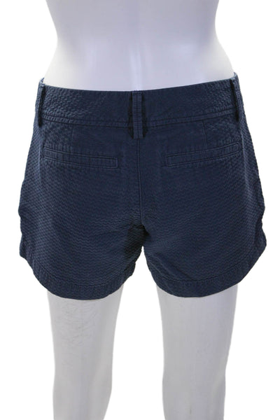 Lilly Pulitzer Womens Textured Chevron Striped Shorts Navy Blue Cotton Size 2