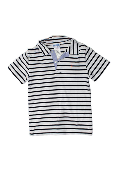 Jacadi Childrens Boys Striped Short Sleeves Polo Shirt White Black Cotton Size 1