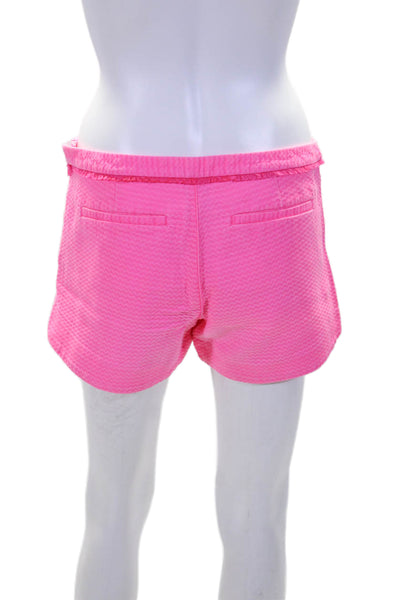 Lilly Pulitzer Womens Chevron Striped Mid Rise Shorts Neon Pink Cotton Size 2