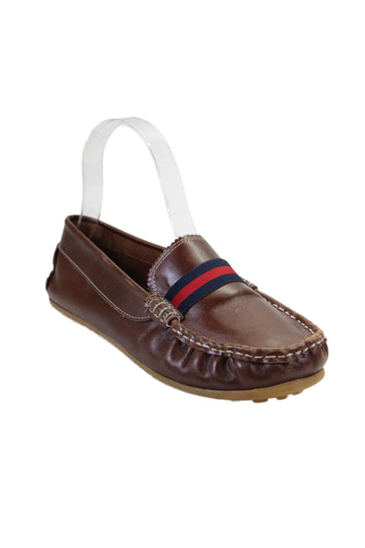 Elephantito Childrens Boys Leather Slide On Casual Loafers Brown Size 5