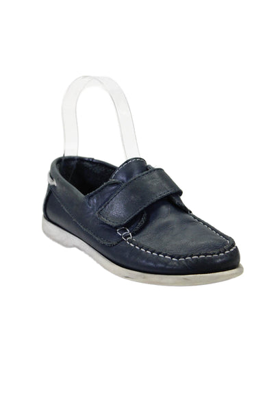 Jacadi Childrens Boys Leather Slide On Casual Loafers Navy Blue Size 34 4