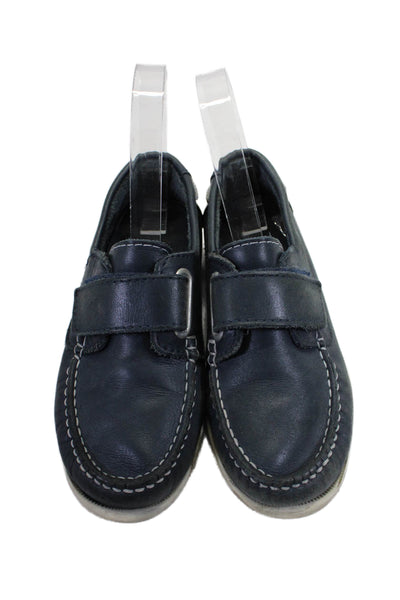 Jacadi Childrens Boys Leather Slide On Casual Loafers Navy Blue Size 34 4