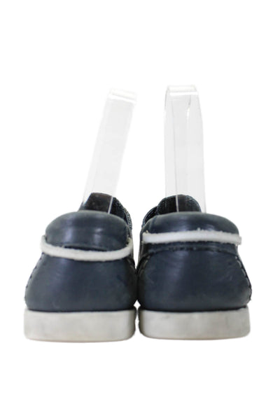 Jacadi Childrens Boys Leather Slide On Casual Loafers Navy Blue Size 34 4